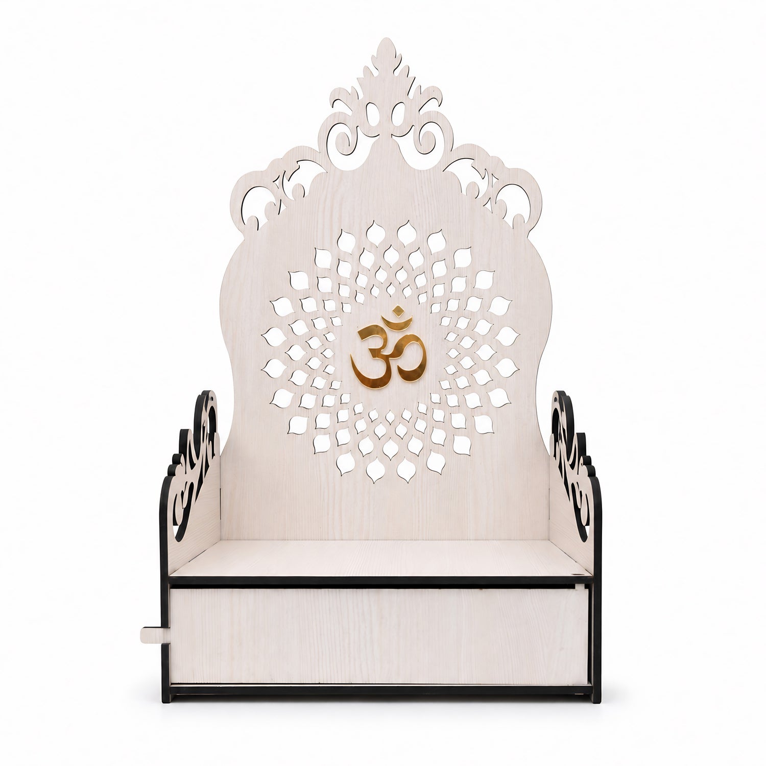 Premium Wooden Temple for Home with Storage Drawer | Modern Pooja Mandir for Home | White Finish | Venlay Wood