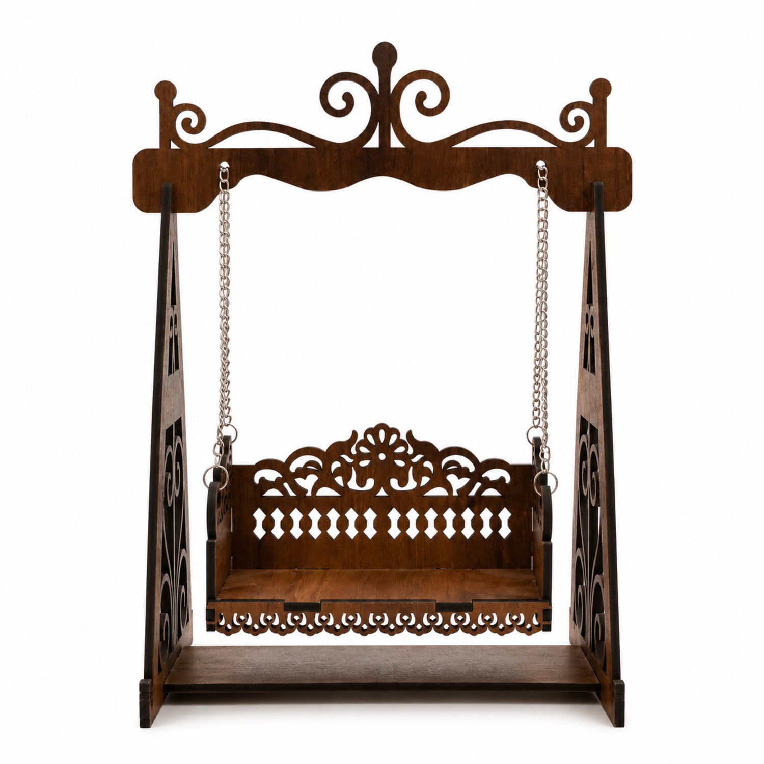 Premium Wooden Jhula for Laddu Gopal & Pooja Idols | Decorative Swing Temple for Home | African Cherry Finish | Venlay Wood