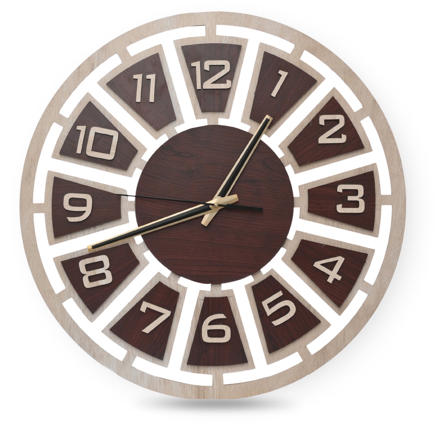 Modern Wooden Wall Clock for Living Room | Large Decorative Wall Clock with Numeric Design | Rose Wood & Rubber Wood Finish by Venlay Wood