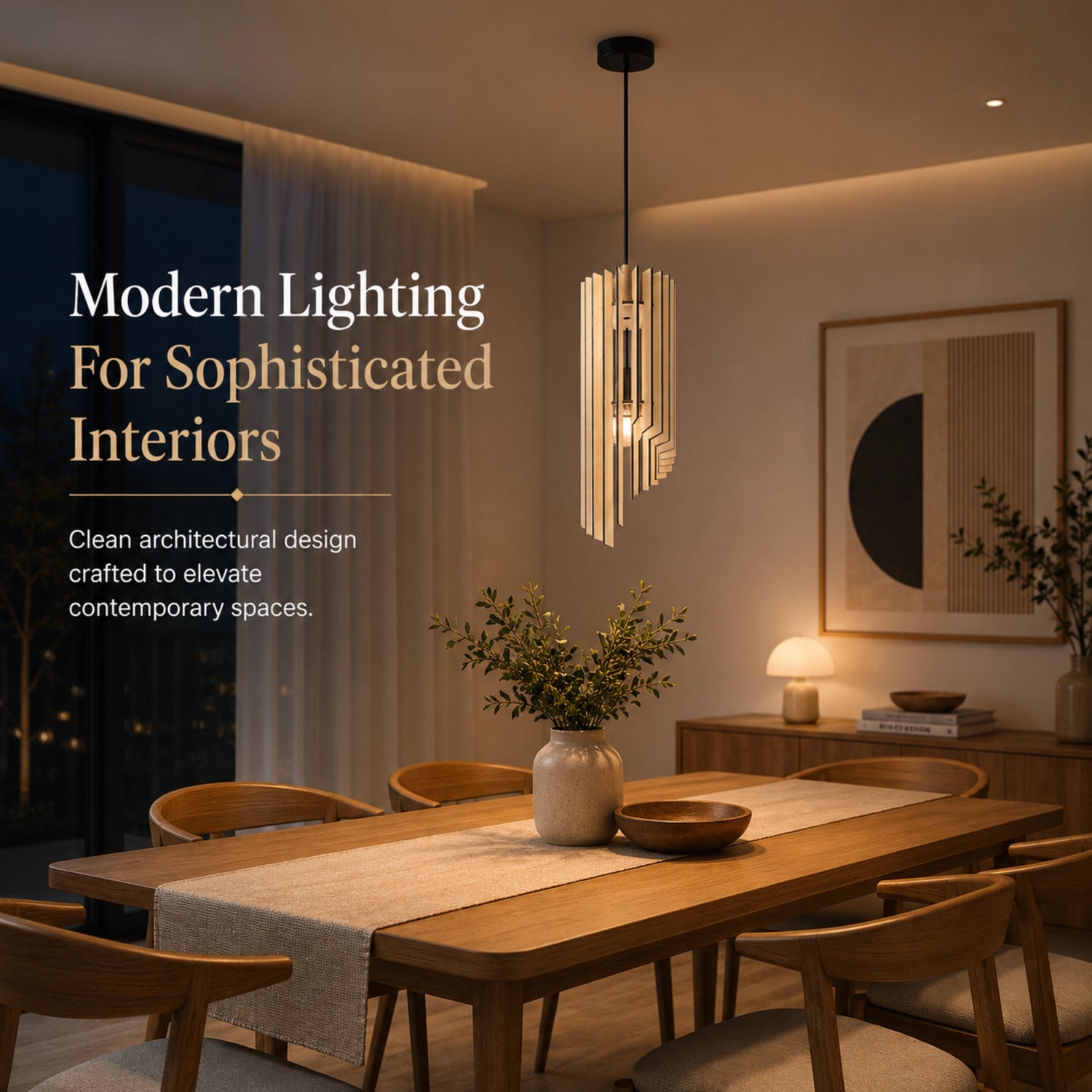 Elegant Cascade Wooden Hanging Lamp for Home Decor | Modern Ceiling Pendant Light in Highland Pine Finish | Venlay Wood
