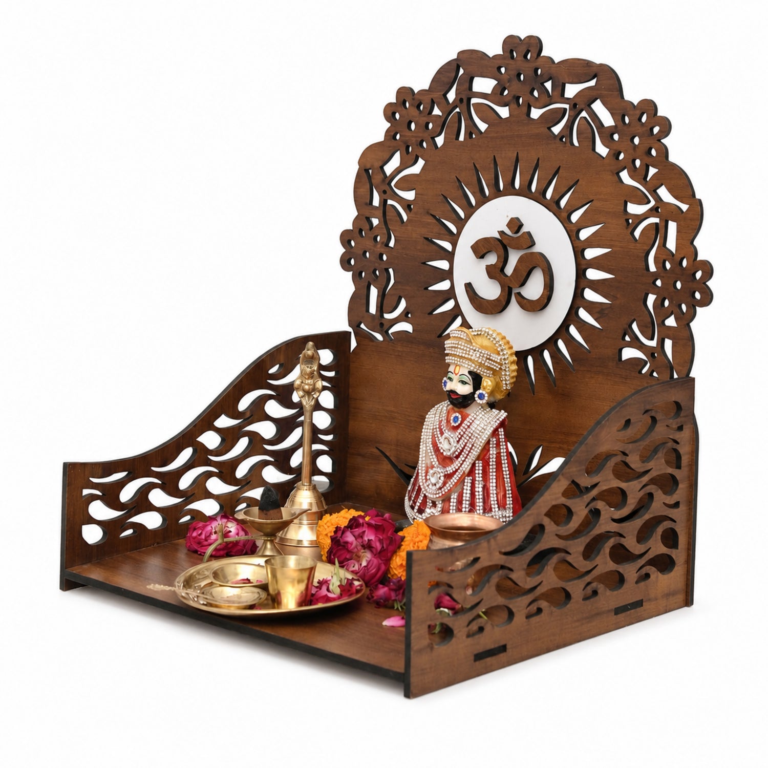 Premium Wooden Singhasan for Laddu Gopal , Murti And Other Idols| Decorative Wooden Throne for God Idols | African Cherry Finish | Venlay Wood