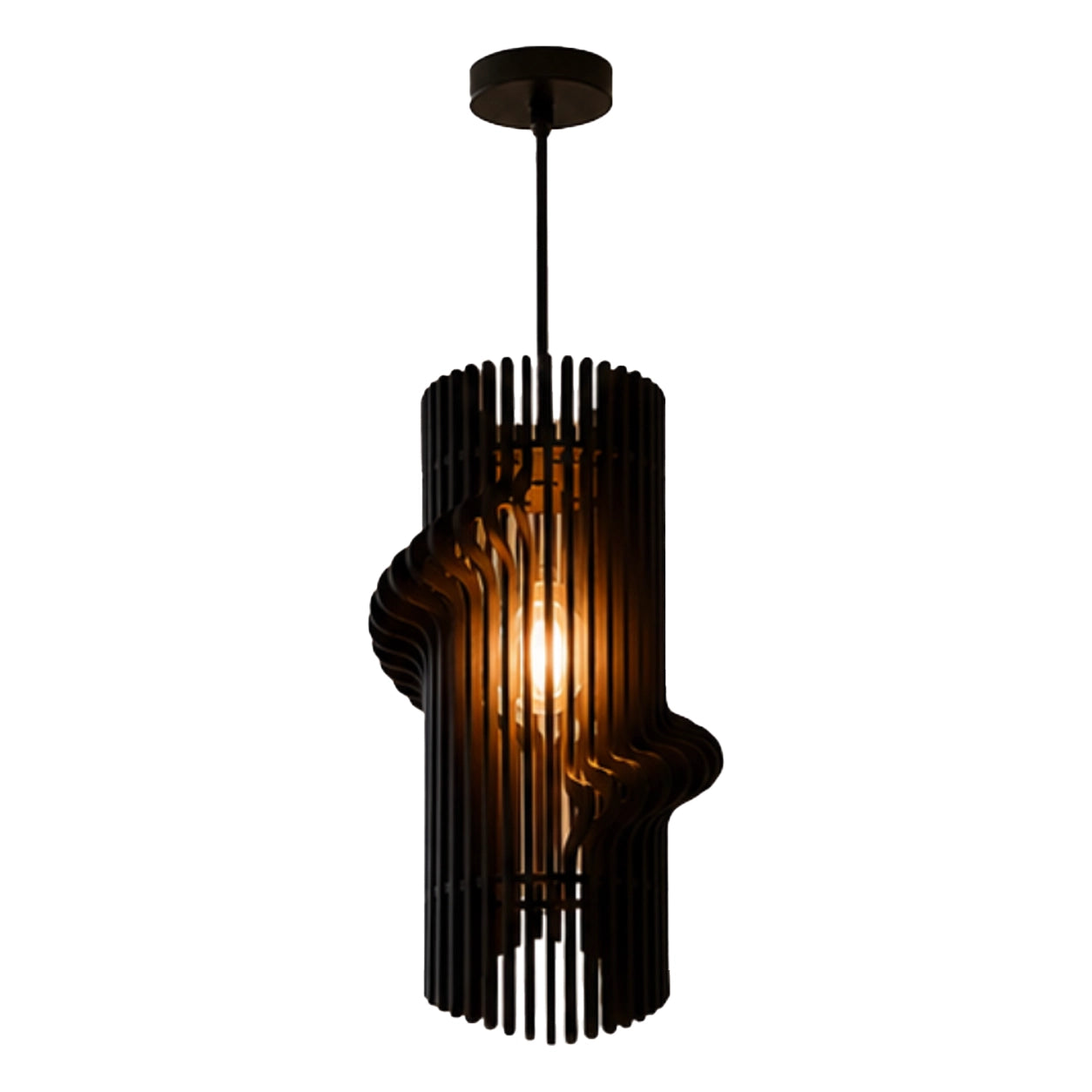 Aura Wave Wooden Hanging Lamp for Home Decor | Modern Ceiling Pendant Light | Rose Wood Finish | Venlay Wood